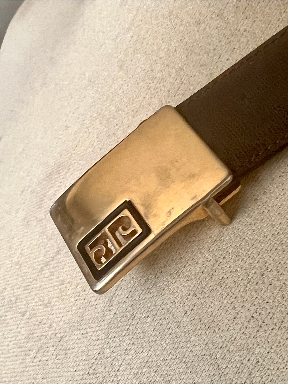 VTG Pierre Cardin Brown Cowhide Leather Logo Belt Retro Classic Old Money - Picture 8 of 11